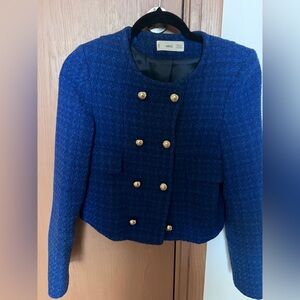 Mango Women's Royal Blue Tweed Blazer